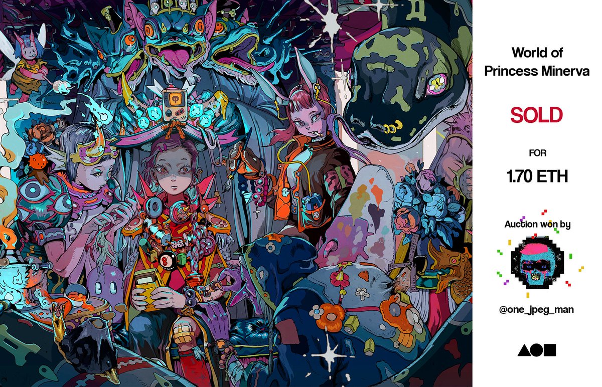 "World of Princess Minerva"
Sold for 1.70 ETH to @one_jpeg_man 
Congratulation!🎉✨

Thanks to all bidders for participating in this auction of this piece.

And thanks to everyone for your support!💚
#NFTCommmunity