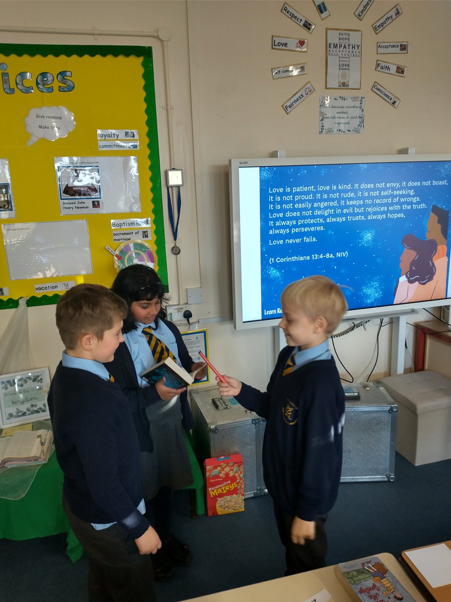 During our class retreat today, Year 5 enjoyed creating drama pieces showing how we interpret the word 'love' and how it is the foundations of all relationships. We used the Bible passage 1 Corinthians 13:4-8 as our inspiration <a href="/OLOLCatholicMAT/">Our Lady of Lourdes Catholic Multi Academy Trust</a>