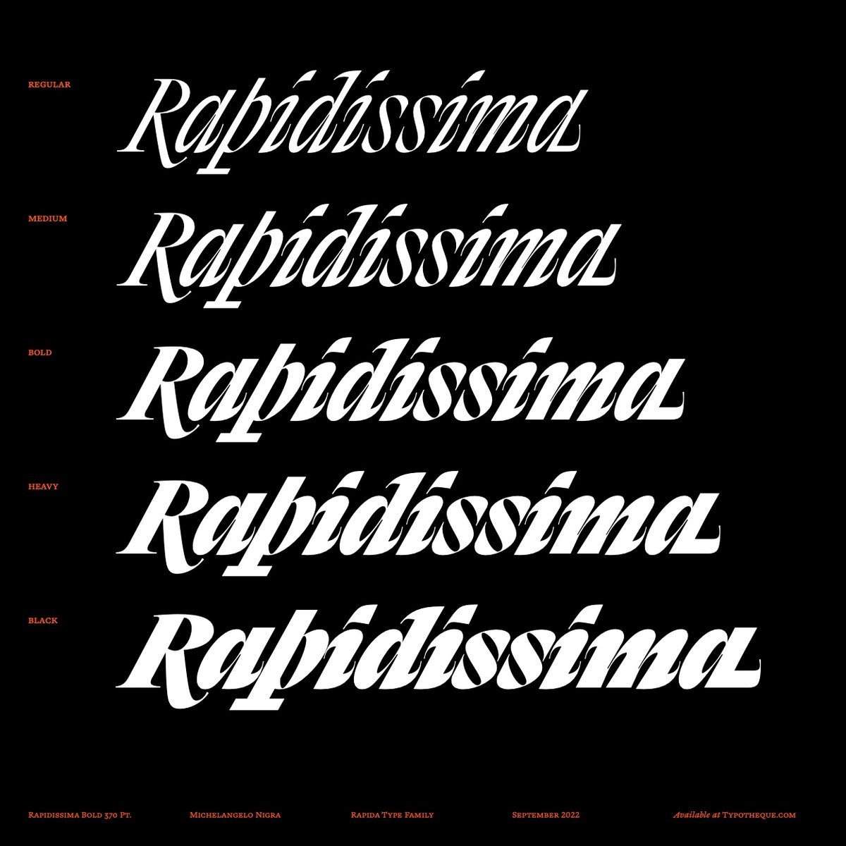 type01_'s tweet photo. Rapida and Rapidissima, a duo of text and display high-energy typefaces by @typotheque 💥
Check out their impressive font collection here >> https://t.co/KzbMsU2DCO
#type01 #typotheque #font #fonts #typeface #typefacedesign #typefacedesigner #design #designer #type #typedesign https://t.co/00ahrL29pB