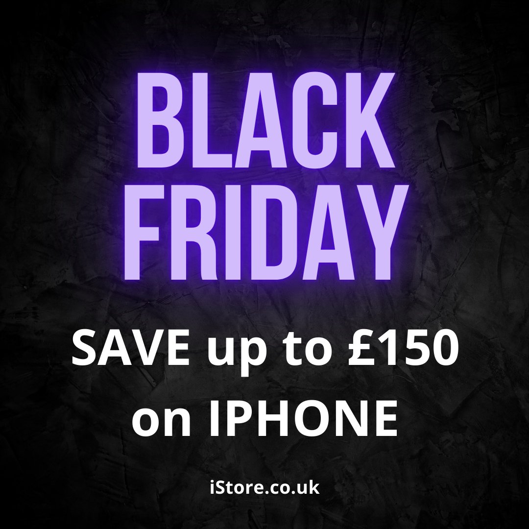 iStoreAPR's tweet photo. Our Black Friday sale is on now until midnight Mon 28th Nov. Save up to £150 on iPhone.

Buy now:
https://t.co/UL9DbfoPXB

#iPhone #BlackFridayDealUK #BlackFridaySale https://t.co/SpepoLOSwq