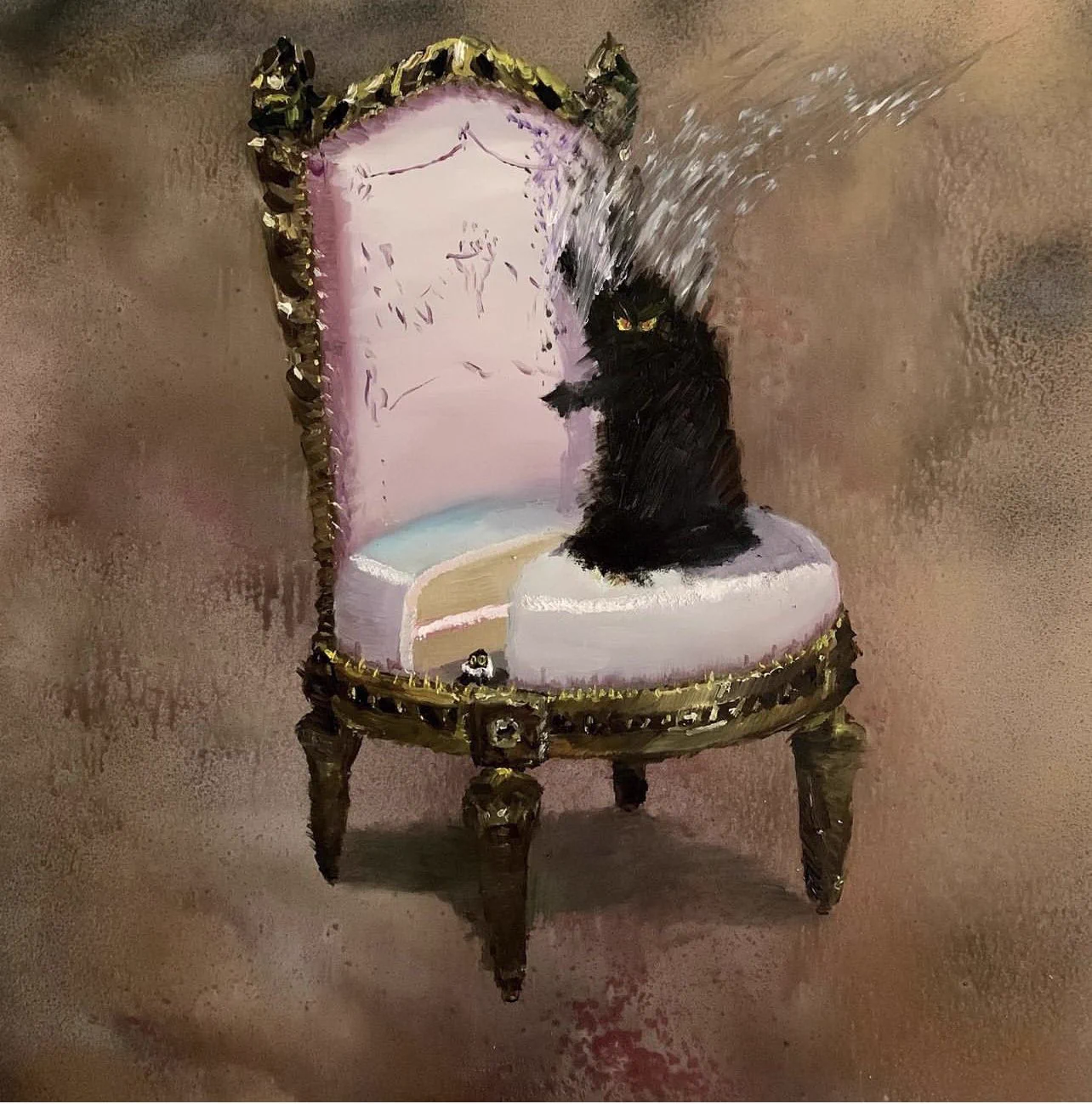 とある画家の「高級な椅子で爪研ぎする猫ちゃん」のシリーズがとてもイイ…www