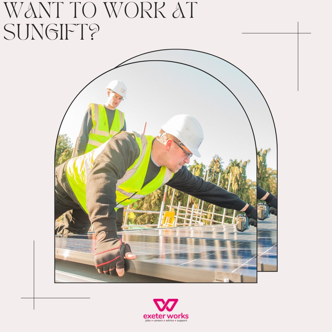 Exeter_Works's tweet photo. The future is bright at @SunGiftSolar, the Exeter based renewable energy company. But don't just take our word for it. Find out why Charlotte loves working there ๐ https://t.co/1oaROsobPn
#ExeterWorks #ExeterWorksTogether #ExeterJobs #ExeterLiveBetter #SunGift #RenewableEnergy https://t.co/SIVlBYcmEm