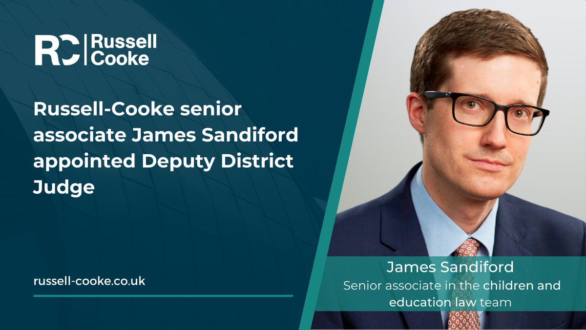 We're delighted to announce that senior associate James Sandiford has been appointed Deputy District Judge by the Lord Chief Justice. Please join us in congratulating James on his appointment! 
bit.ly/3gv7axy #childrenlaw #DeputyDistrictJudge