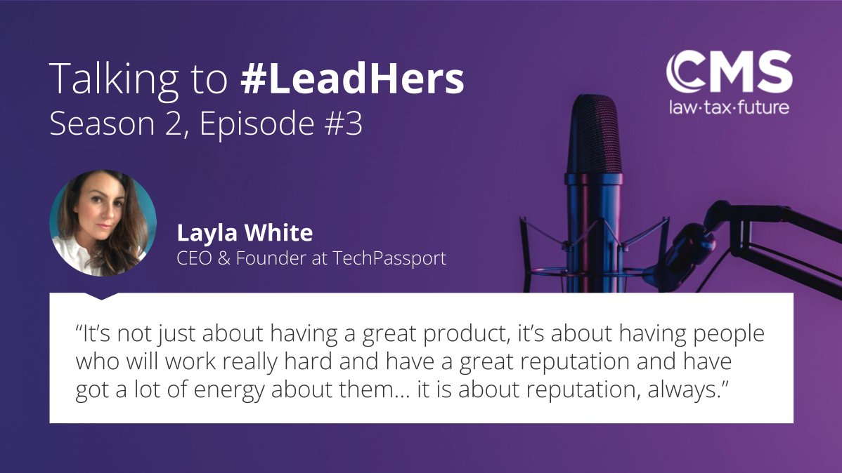 CMSequIP's tweet photo. Don't miss the latest episode of our Talking to #LeadHers podcast. Gemma Hall is joined by Layla White from TechPassport. Learn more about how they have built their advisory board and maintained strong engagement with their investors: https://t.co/WPV6RMBpX9
#cmslaw #CMSequIP https://t.co/AG5OoTug5N