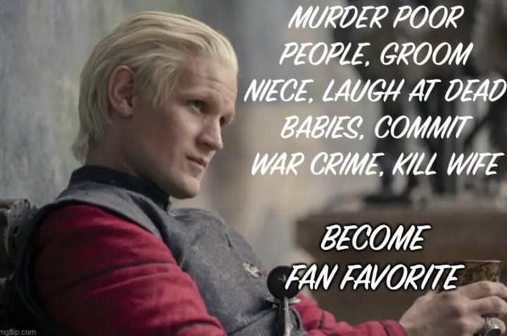 KronosAnanth's tweet photo. Daemon bloody Targaryen! 
😎☠️😎 
All genres need legendary antiheroes like him. . . 😆 
#HOTD #daemontargaryen https://t.co/HLNGgRoRiL