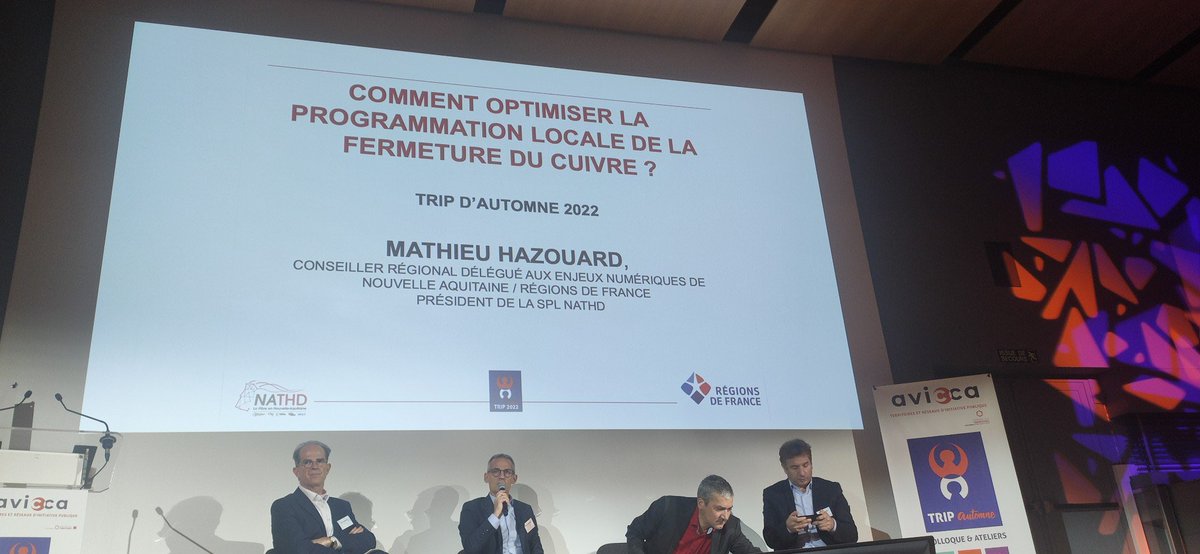 TRIP #avicca 2022: intervention ce matin au nom de <a href="/Regionsdefrance/">Régions de France</a> sur l’enjeu de l’arrêt du Cuivre.
Pour insister sur la nécessaire mise en place de concertations nationale et locale au sein desquelles les Collectivités doivent avoir voix au chapitre
