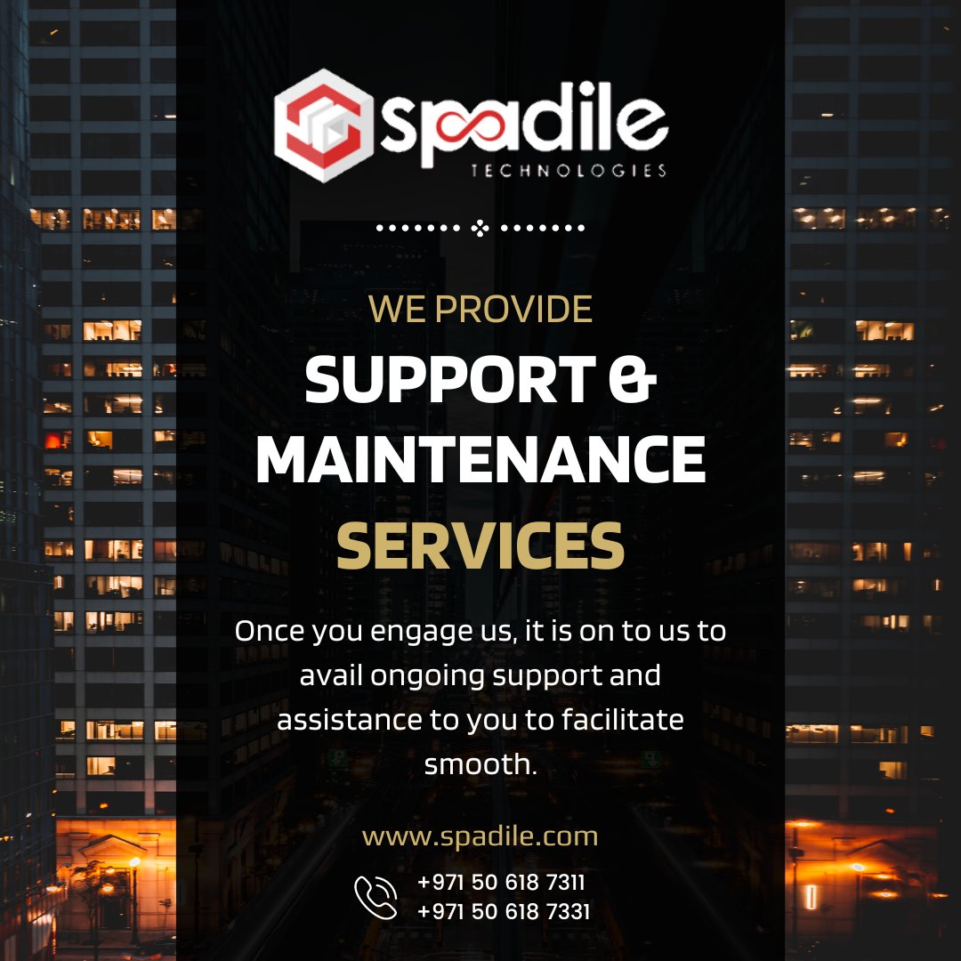 Support and Maintenance Services

📞+971 2 627 9877
🌐spadile.com
📧info@spadile.com

#supportservices #supportservice #maintenanceservices #maintenanceservice #MaintenanceSoftware #maintenancesupport #itconsultancyservices #securityservices #Networksolution