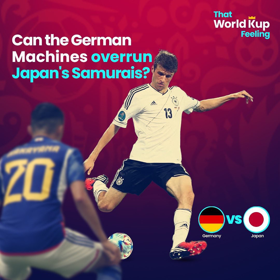 BetkingPartners's tweet photo. The machines of Germany are well oiled ahead of their match against the samurais of Japan. 

Who do you think would have the other in tears?

A World Cup classic in view? Watch out!

#Qatar2022 #FIFAWorldCup #WorldCup2022 https://t.co/b9fA7D1dmD