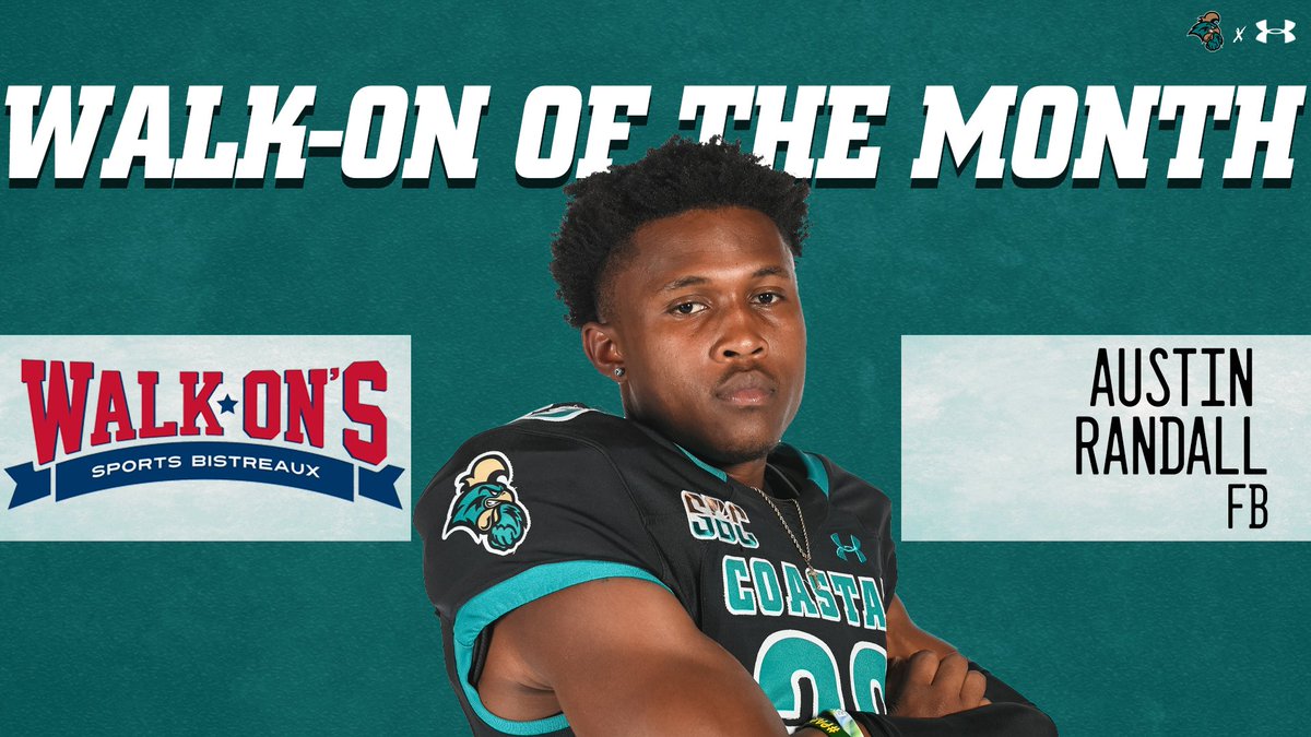 Congrats to Austin Randall from @CoastalFootball! November's @walk_ons Walk-On of The Month!