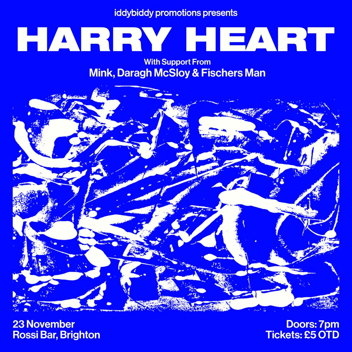 💥💥TONIGHT💥💥
Iddy Biddy Promotions Presents: Harry Heart Plus supports Mink, Daragh McSloy &amp; Fischers Man
23RD NOV // £5 OTD // 1900-LATE // 18+