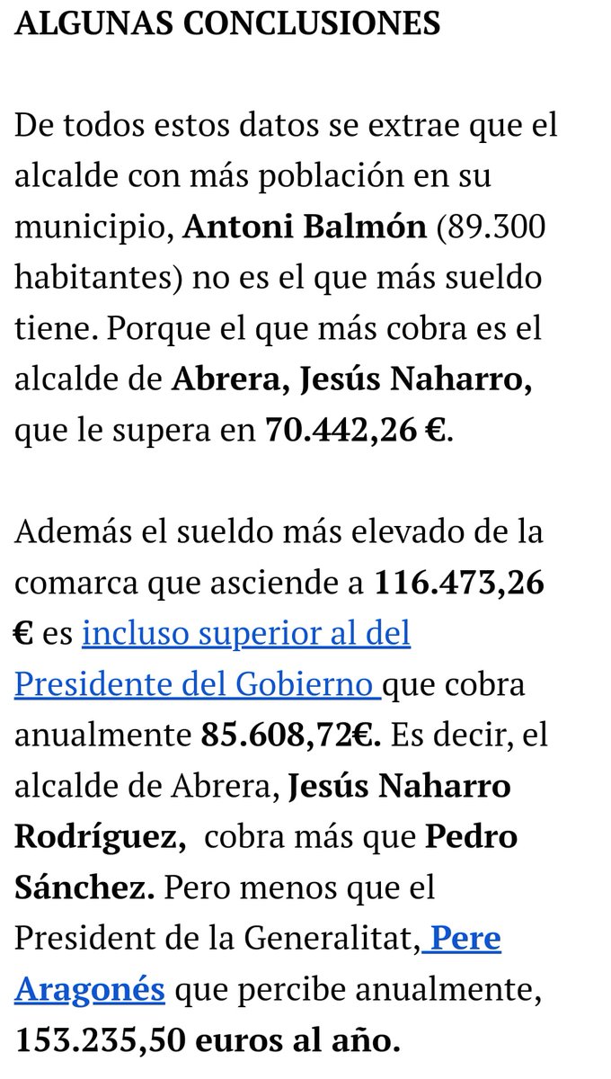 ComuAlternativa's tweet photo. L'alcalde Naharro cobra més que els alcaldes i alcaldesses de les grans ciutats del Baix Llobregat.

I més del doble que l'alcalde de Martorell, i fins i tot que el president del govern d'Espanya.

Informació de @vilapress 

#Abrera https://t.co/aA0QuFBBg1