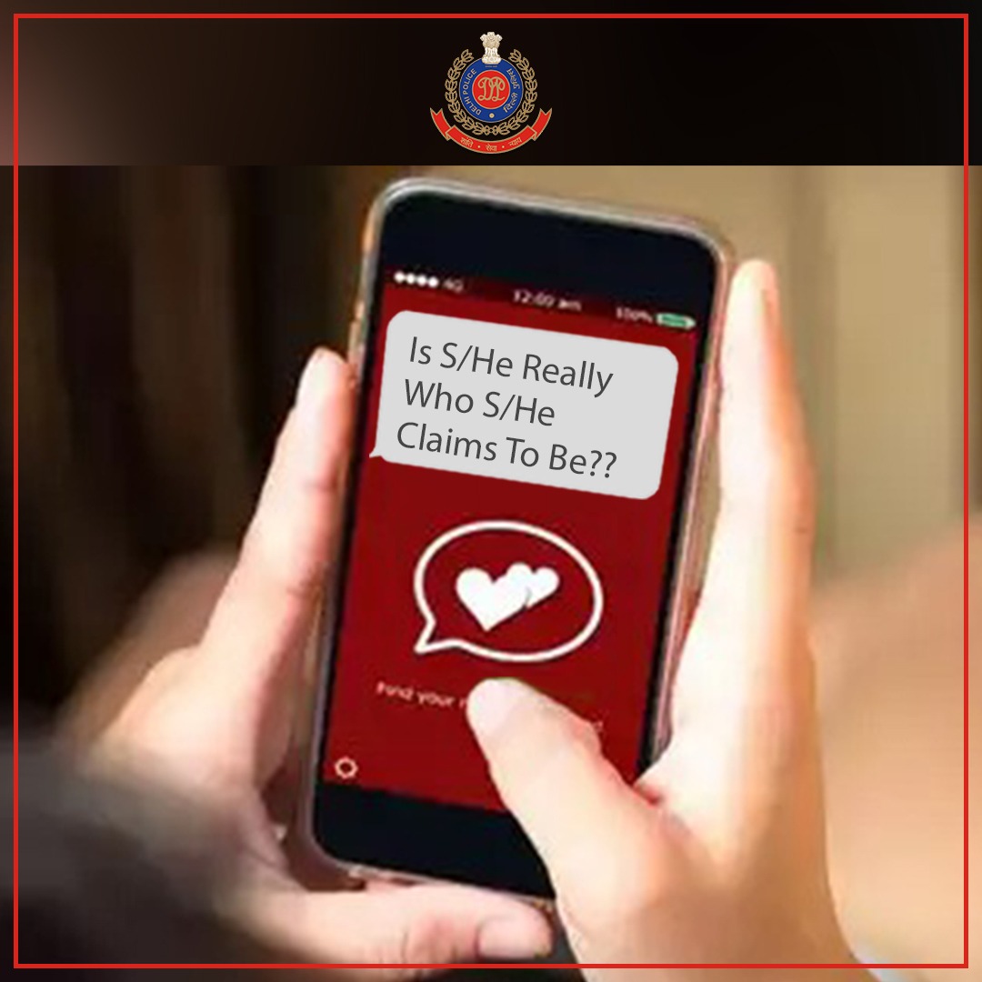 DelhiPolice's tweet photo. Be Alert! 
Spot the Romance Scammer

#CyberDatingAlert
#CyberSafety
@DCP_CCC_Delhi https://t.co/rqGdE06YYG