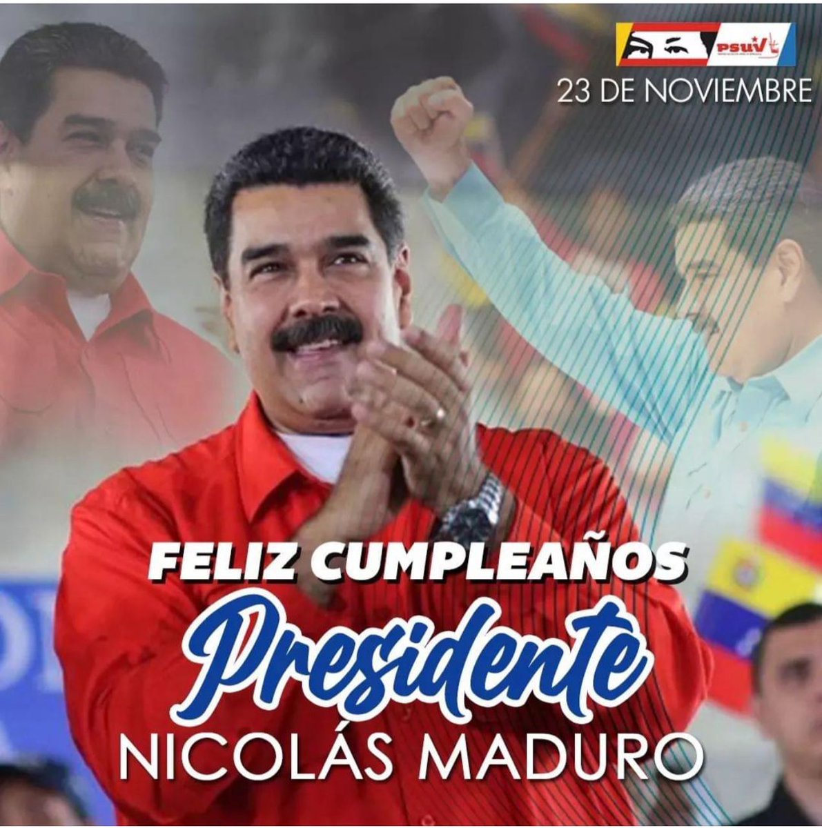 Desde el PSUV enviamos un abrazo repleto de alegría, amor, felicidad y prosperidad a nuestro Presidente <a href="/NicolasMaduro/">Nicolás Maduro</a> en el día de su cumpleaños. 
Defensor de las causas justas, militante genuino, un gran líder, gracias por escuchar la voz del pueblo.
¡VENCEREMOS! 
🎉❤️💐
