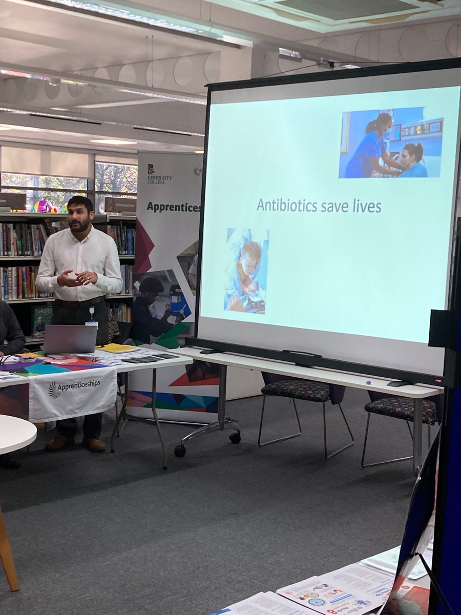 ISpyEcoli's tweet photo. Dr Vinesh Patel talking about AMR and why it is important that we look after our antibiotics. Remember if you are unsure if you need antibiotics get advice from your healthcare professional #WAAW @LCH_IPC https://t.co/op0iSOHkuu