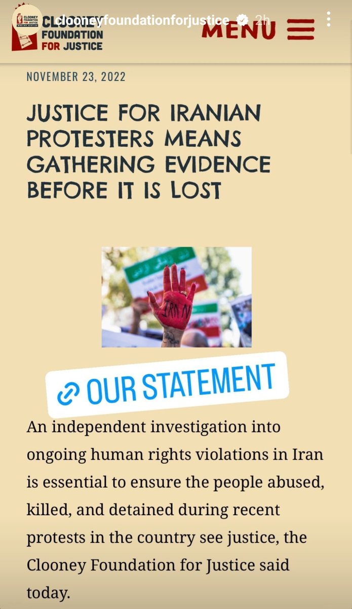 TahbazMeh's tweet photo. «بنیاد کلونی برای عدالت» متعلق به جورج و امل کلونی، از تحقیق مستقل سازمان ملل درباره نقض حقوق بشر در ایران حمایت کرد. 
در بیانیه این بنیاد آمده که انجام چنین تحقیقاتی برای جمع‌آوری شواهد لازم و امکان اجرای عدالت در آینده حیاتی‌ست. 
جلسه ویژه شورای حقوق بشر  ۵شنبه برگزار می‌شود. https://t.co/9R3GrH6yaV