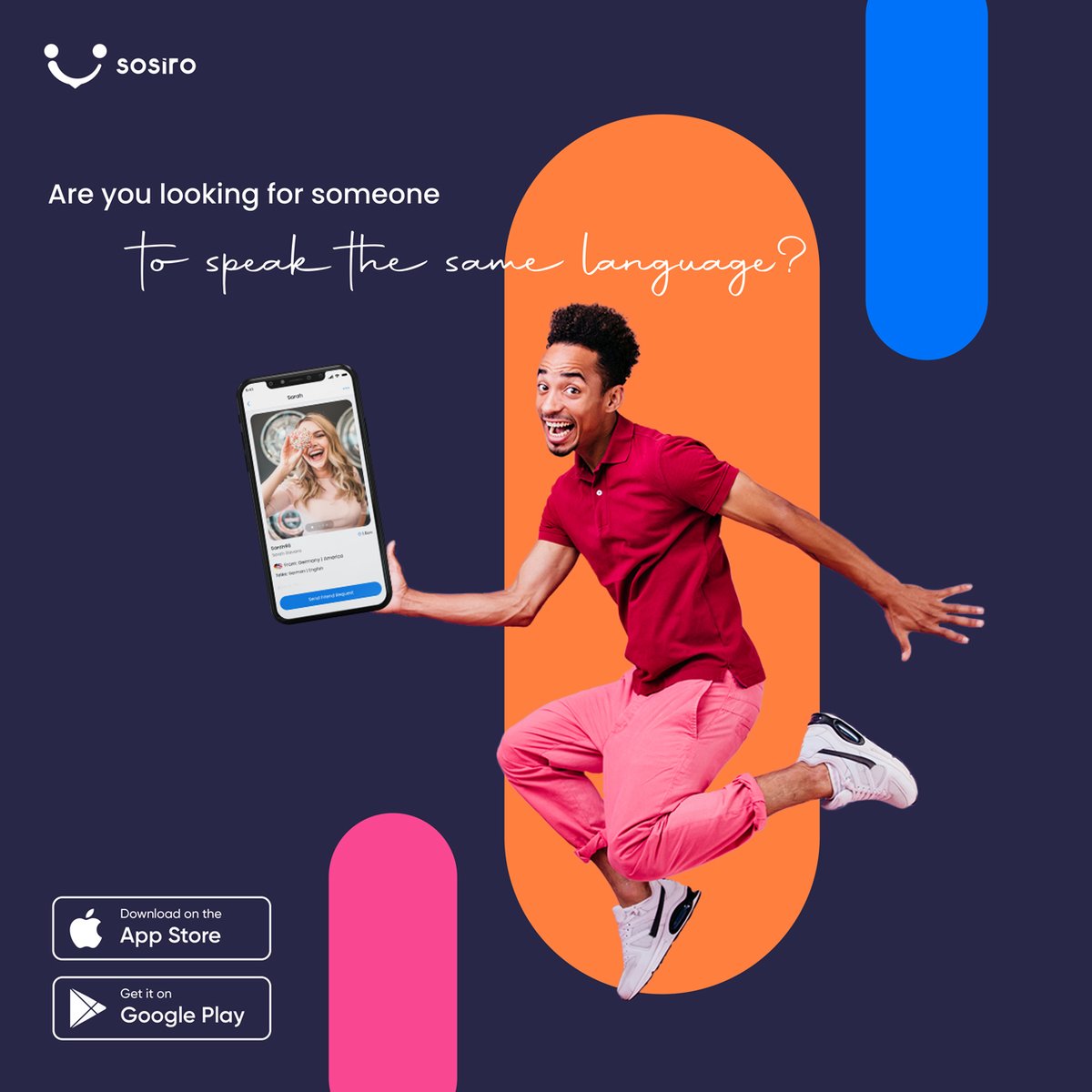 SosiroApp's tweet photo. You will never feel like a foreigner anymore! Sosiro is now on App Store and Google Play.

#foreigner #nomore #makefriends #lotsofpeople #download #samelanguage #language #speakaloud #speak #multiculture #multilanguage #sosiro #sosiroapp https://t.co/Z5TrPeIpya
