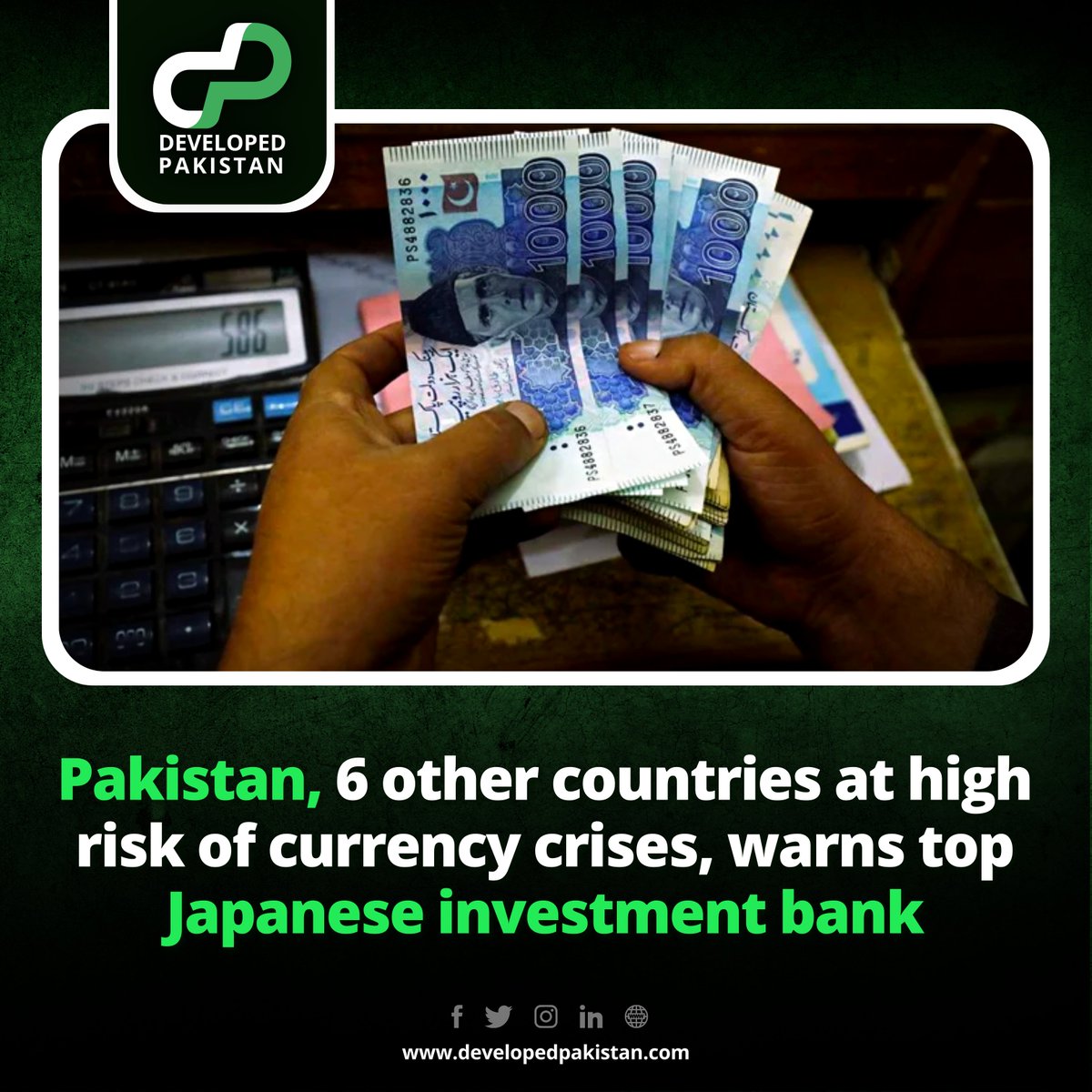 developed_pak's tweet photo. Nomura Holdings, Japan's top brokerage and investment bank, has warned that seven countries — Egypt, Romania, Sri Lanka, Turkey, Czech Republic, Pakistan and Hungary — are now at a high risk of currency crises. https://t.co/f1umjcKxNl