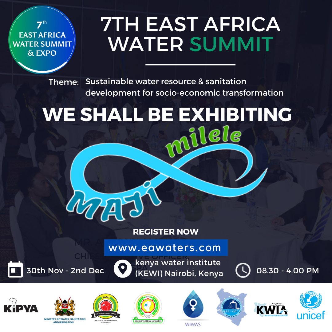 Innovation, technology and knowledge sharing, ensuring water security for the East African region. Come to the EA Water Summit and explore innovation, business opportunities &amp; build your network. Register now at  eawaters.com/events/registr… <a href="/Maji_Milele/">Maji Milele Ltd</a> #watersummit2022