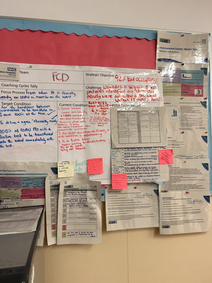 sarahjmccrossan's tweet photo. Chief Operating officer Sharon Gilligan taking Georgina and Lewis through a #kata improvement cycle. Focusing on improving paediatric inpatient flow. @ELHT_QI #flowimprovementweek https://t.co/EuunovK6AQ