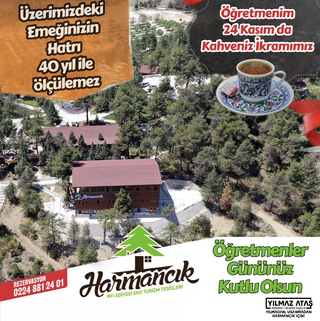 CardiMahfel's tweet photo. Üzerimizdeki Emeğinizin Hatırı,
 40 Yıldan daha fazla.
24 Kasım da Kahveniz Tüm tesislerimizde İkramımız😊
Öğretmenler Gününüz Kutlu Olsun.
Yılmaz Ataş
Harmancık Belediye Başkanı
#öğretmenlergünü 
@eko_turizm @CardiMahfel 
@Atas_Yilmaz @harmancikbld https://t.co/ZJnU0KNcZb