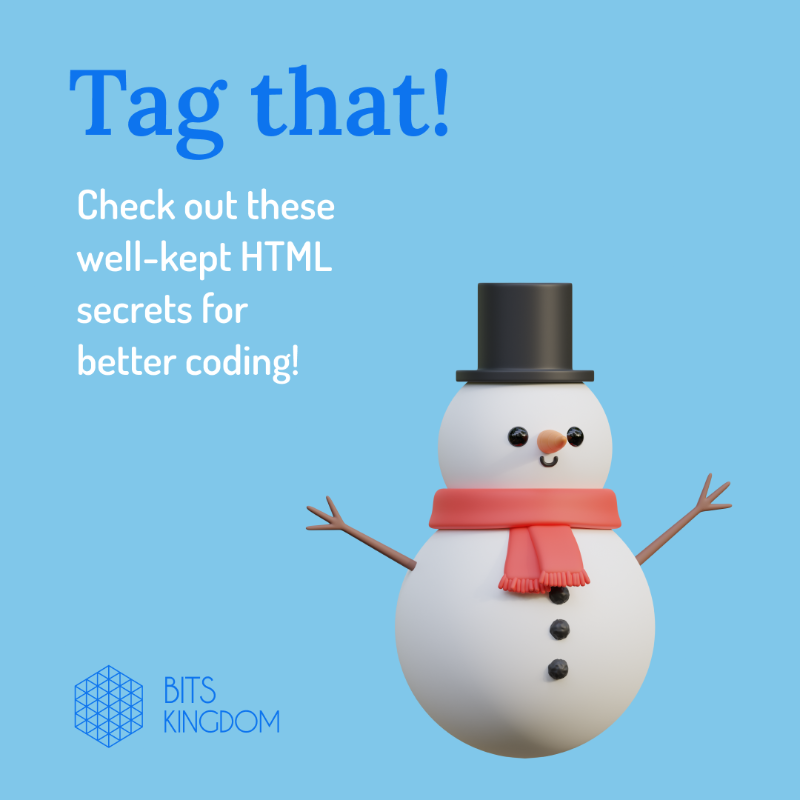 BitsKingdom's tweet photo. In this devs tips edition, we've gathered some HTML tags that we bet will come in handy! π·οΈ
Have you got other gems you want to share with us? π
#bitstips #bkhacks #codingtips #100daysofcode #CodeNewbie #codingtip #programmingtips