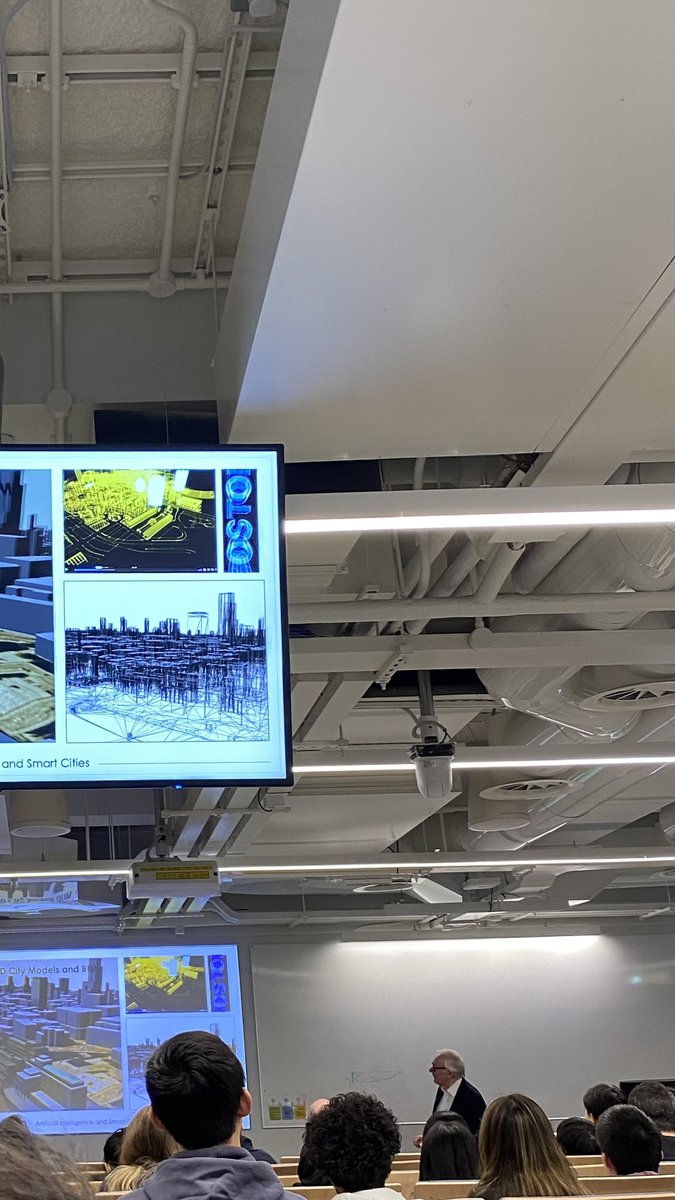 TecAisha's tweet photo. Excellent talk by Prof. Michael Batty @jmichaelbatty from @CASAUCL on AI and smart cities. A fascinating insight for those interested in integrating AI with the GIS. Thanks @SpaceTimeLab &amp; @SpaceTimeJames for arranging this! 
#seminarseries #IoT #AI #GIS
@UCL_dPHE @UCLIRDR https://t.co/VK4O1kpdge