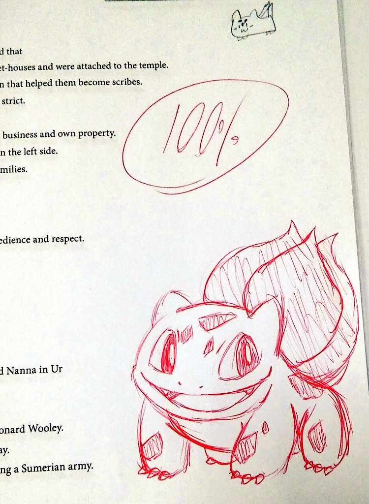 Reply or QRT with your most liked artwork

its still this Bulbasaur pen sketch I drew for a 6th grader when I graded their test. I was a teacher aide when getting school volunteer hours in HS

I'm still kinda surprised how I pulled this off despite never drawing Bulbasaur https://t.co/KEEO1jAlub 