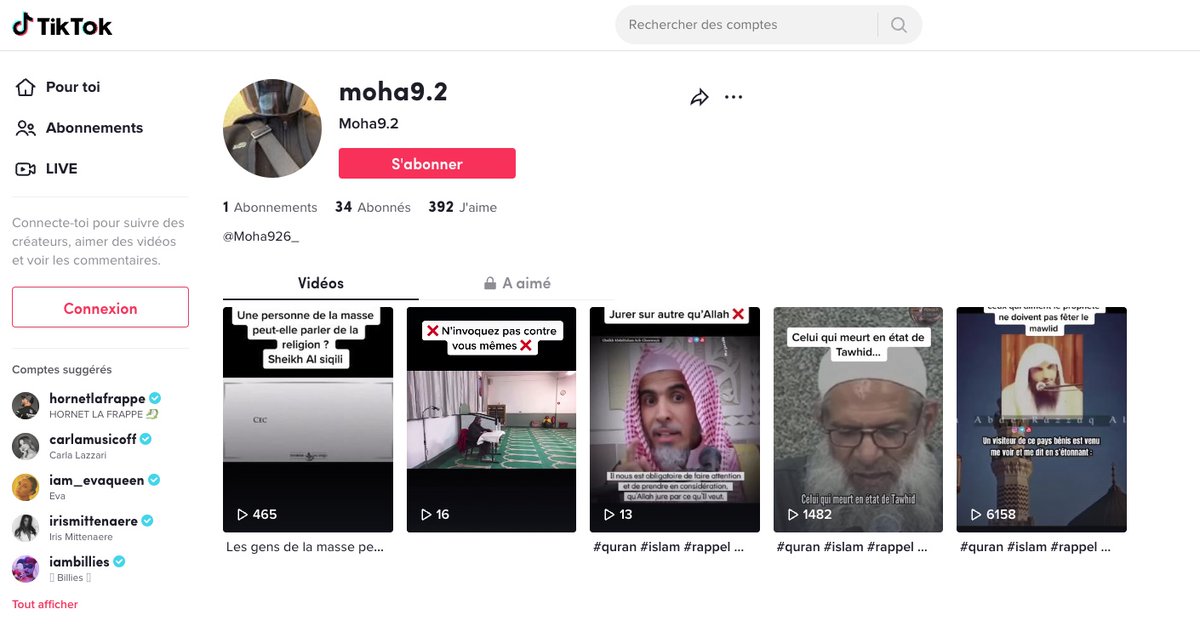 denisedetralala's tweet photo. Le jeune islamiste originaire du 92 qui prie dans les cabines d’essayage des grands magasins et dont le pseudo est « #moha926_ » (diminutif de Mohammed) sur #Tiktok a plusieurs comptes sur les réseaux sociaux https://t.co/aCfVOsa0iW