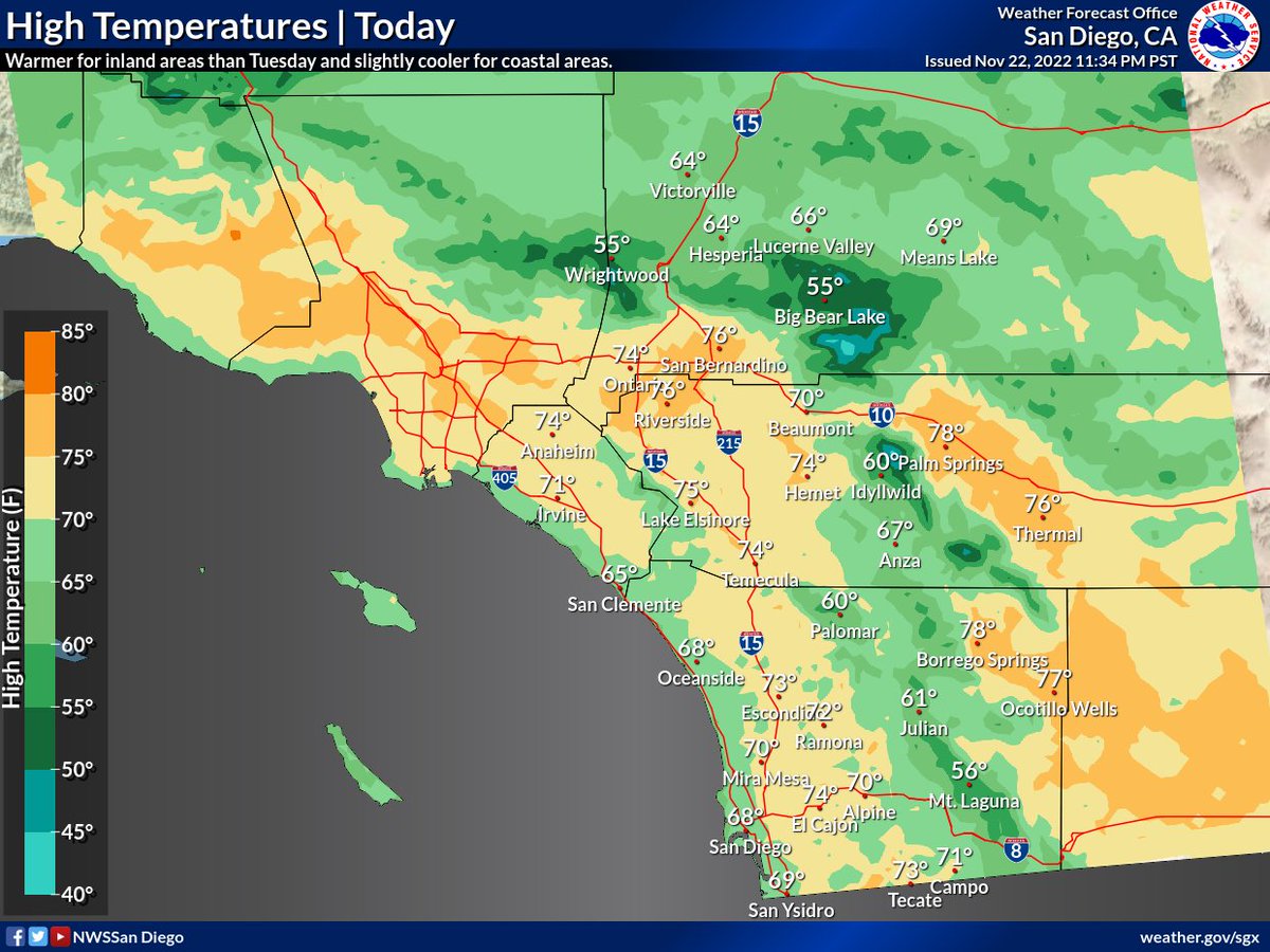 NWS San Diego on Twitter "It is still looking windy on Thanksgiving as Santa Ana winds peak. It