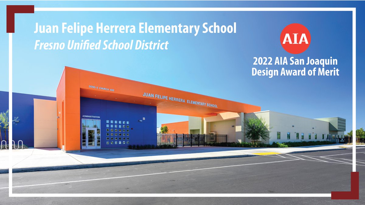 dardenarchitect's tweet photo. Juan Felipe Herrera Elementary School is our third award-winning project! This new school design has received the award of merit from the American Institute of Architects San Joaquin Chapter!  #Design #DesignAward #AIA #AIASJ #ElementarySchool #Fresno https://t.co/KQeKUIIfxz