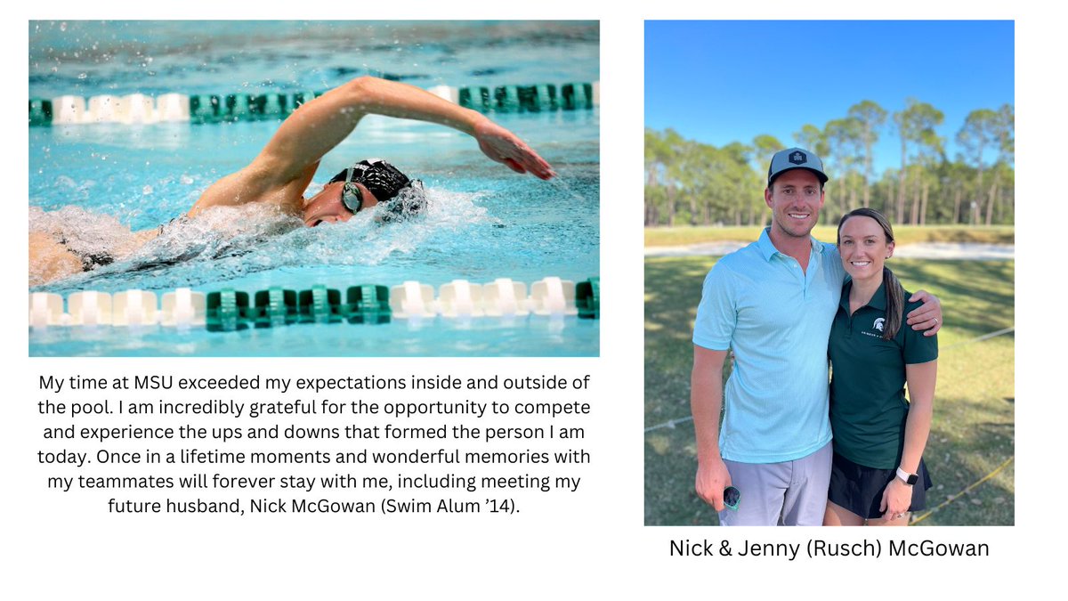 MSU_VarsityS's tweet image. Today&apos;s #FeatureFriday highlights MSU Swimming alumna and recently appointed Director of Young Alumni of the Varsity S Club, Jenny (Rusch) McGowan!