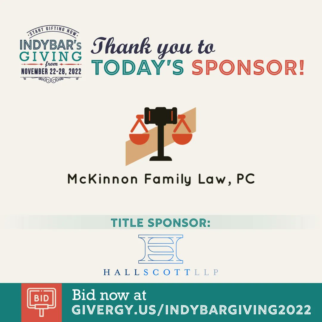 The IndyBar’s Giving online auction is live! So many great items to bid on, so little time… Thank you to our sponsor for today, Patty McKinnon. Head on over to givergy.us/IndyBarGiving2… and bid today!