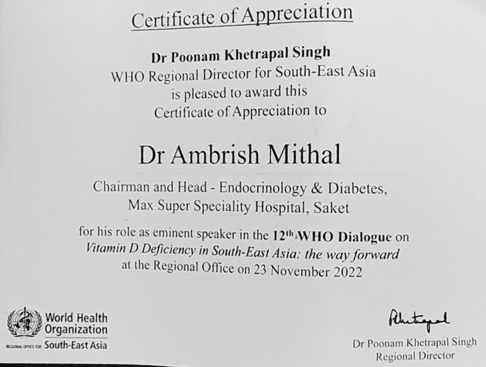 DrAmbrishMithal's tweet photo. This one was important enough to share! 
Spoke in the @WHOSEARO Dialogues 
 Vit D Deficiency in #SoutheastAsia -the way forward
@WHO professionals from across the region joined
Vit D #fortification of milk/food is the need of the hour
@iofbonehealth @ASBMR @ISBMRTweets @IndiaESI https://t.co/DY2LLoBXv8