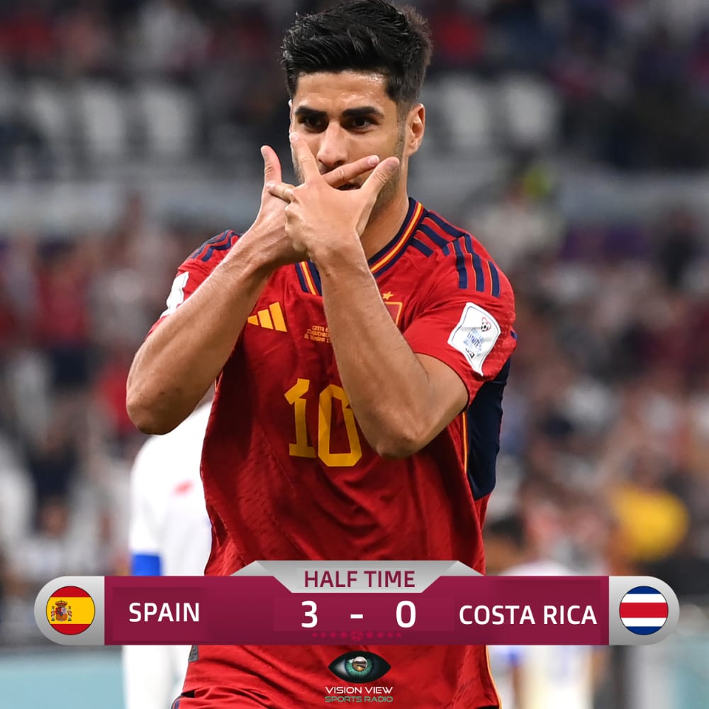 VisionView_SR's tweet photo. Half time mark &amp; It's definitely tense! ⚽ 

Spain 🇪🇸 is pulling out all the stops between its match with Costa Rica 🇨🇷 

What will the final score be?

#fifaworldcup #worldcup2022 #VVSR #visionviewsportsradio #allthingssports https://t.co/t9sGo4Tzdz