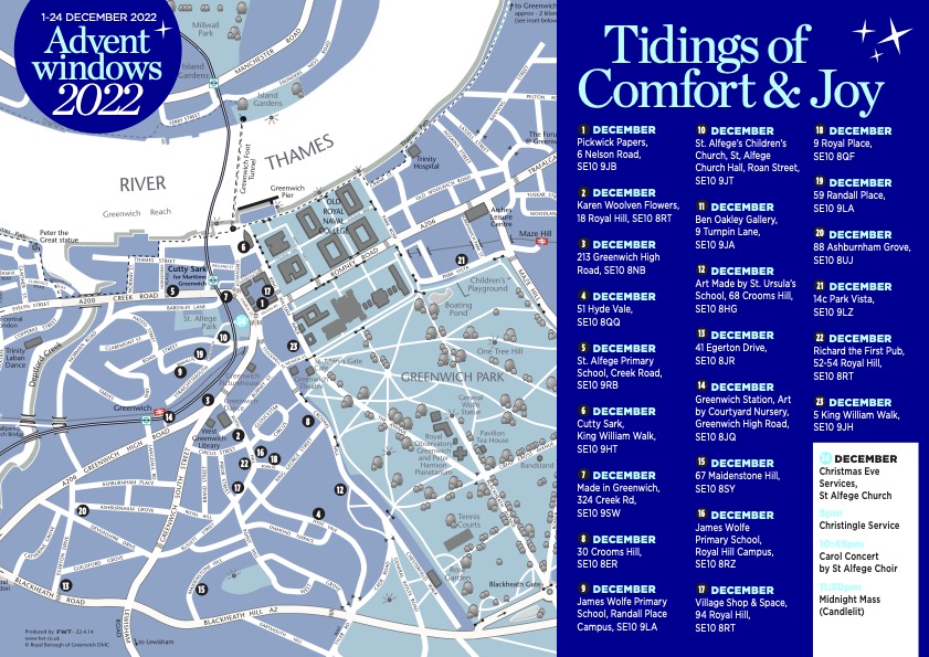 Our 2022 Advent Windows Map Is Here! Admire a new window for each day of Advent as shops, schools, pubs, families &amp; even the Cutty Sark show their Christmas spirit in Greenwich, London. For more information, go to adventwindows.com or on Insta <a href="/adventwindows/">Advent Windows</a>