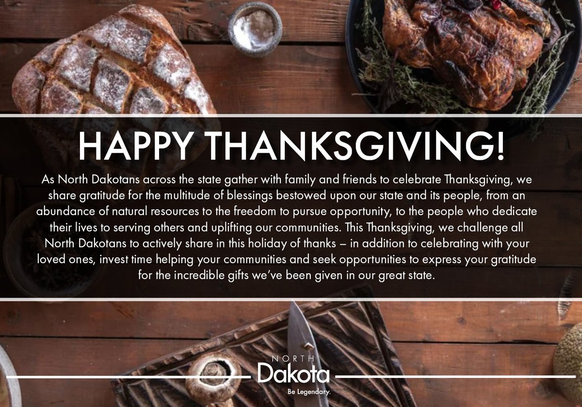 #HappyThanksgiving to all North Dakotans!