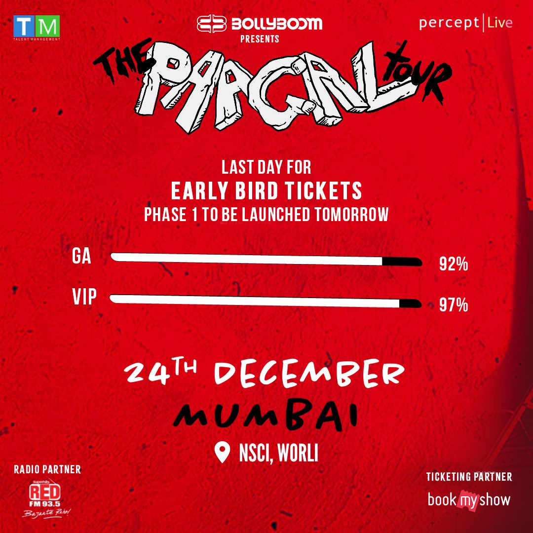 Early bird tickets are almost SOLD OUT!! Get your tickets right now for Badshah’s first Paagal India Tour on BookMyShow. Phase 1 tickets will be live soon.

Book now- in.bookmyshow.com/special/badsha… 

#PaagalONTOur #paagal #badshah #concertsinmumbai #bookmyshow