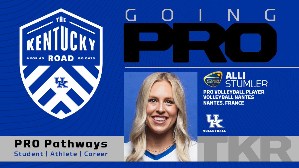 TheKentuckyRoad (@thekentuckyroad) on Twitter photo Our Pro Pathways graduate being featured this week is Alli Stumler. Alli is pursuing her PRO Athlete career, playing for the Nantes volleyball team in France. Congrats, Alli!
#TheKentuckyRoad |<a href="/KentuckyVB/">Kentucky Volleyball</a> | <a href="/AStumler/">Alli Linnehan</a> Our Pro Pathways graduate being featured this week is Alli Stumler. Alli is pursuing her PRO Athlete career, playing for the Nantes volleyball team in France. Congrats, Alli!
#TheKentuckyRoad |<a href="/KentuckyVB/">Kentucky Volleyball</a> | <a href="/AStumler/">Alli Linnehan</a>