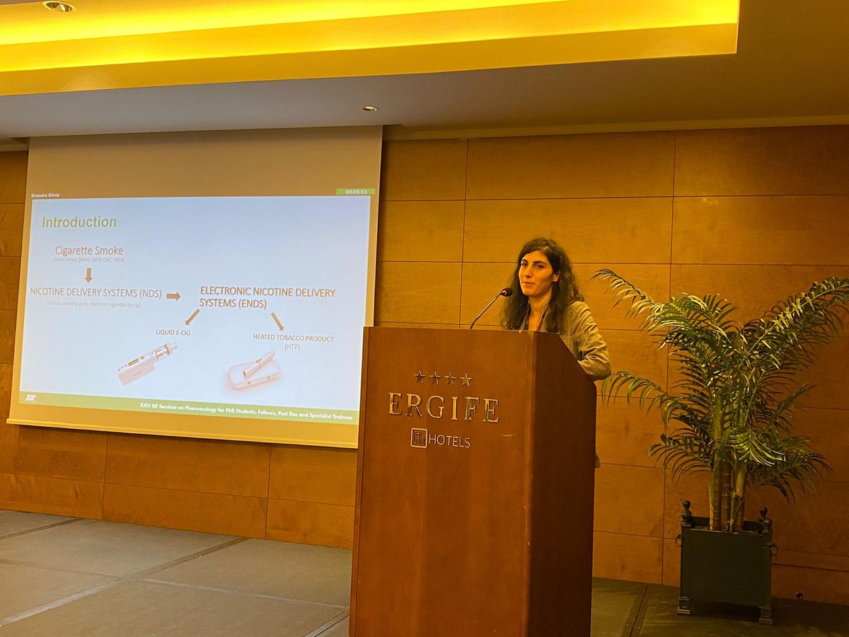 SilvGranata's tweet photo. Talking about #HeatedTobaccoProducts at the “XXIV SIF Seminar on Pharmacology for PhD Students, Fellows, Post Doc and Specialist Trainees” in Rome 👩🏻‍🔬 thanks to @SIFfarmacologia 
#scientist #pharmacology #PhDjourney #phdlife @B2f2Phd https://t.co/tjbztCtL2W