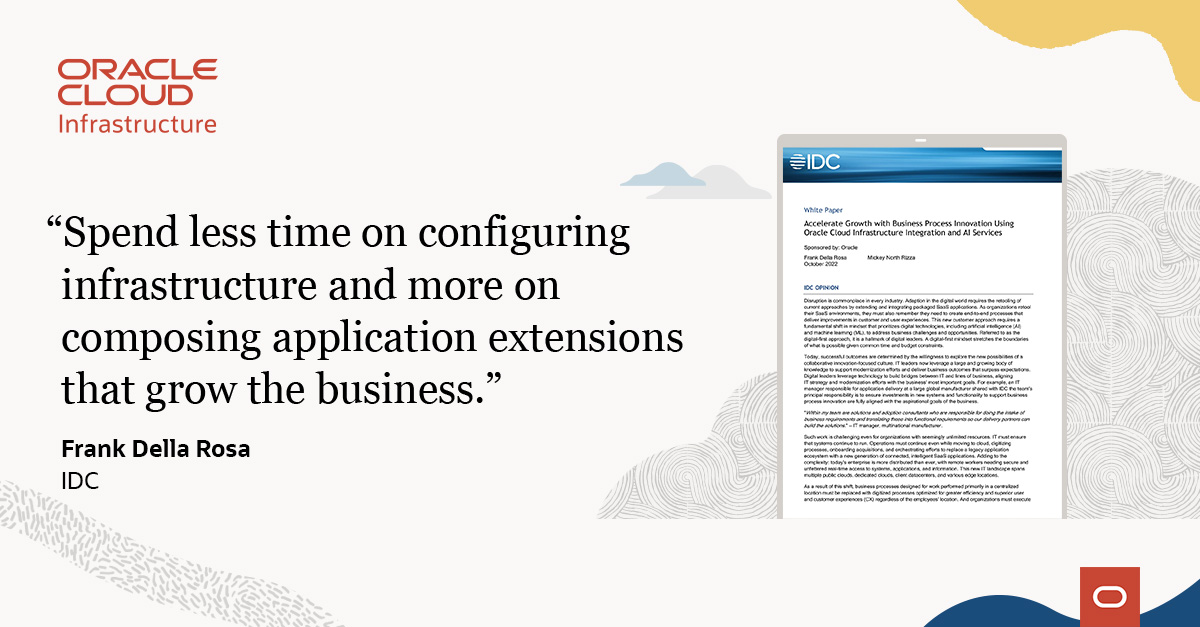 Oracle Cloud delivers a comprehensive, low-code platform to accelerate business process automation for IT and business stakeholders. Learn how Oracle Cloud enhances collaboration, innovation, and value creation. Read the IDC paper. social.ora.cl/6010M4Uqq