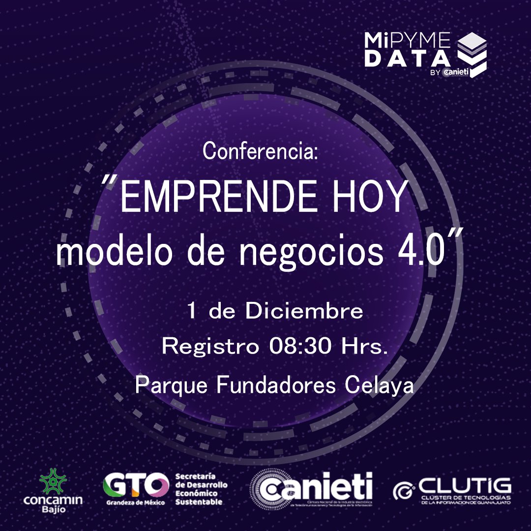 CANIETIGto's tweet photo. En #MiPymeDATA2022 nos acompañará Iván Velázquez CEO en la empresa propia #DrPyme;
En su conferencia "EMPRENDE HOY modelo de negocios 4.0"..
📆1 de Diciembre
📍Parque fundadores Celaya
⏰08:30 Hrs. Registro
✅Registro: https://t.co/xTH1YeQSrW
#SoyMiPyme #CANIETIGto #TI https://t.co/a3QjveXAyi