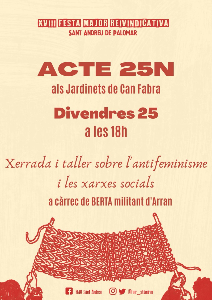 🗓️ I també el divendres t'esperem a la Xerrada i taller sobre l'antifeixisme i les xarxes socials a càrrec d' <a href="/ArranSantAndreu/">ARRAN Sant Andreu</a> 📱

🕐 18:00h
📍Jardinets de Can Fabra