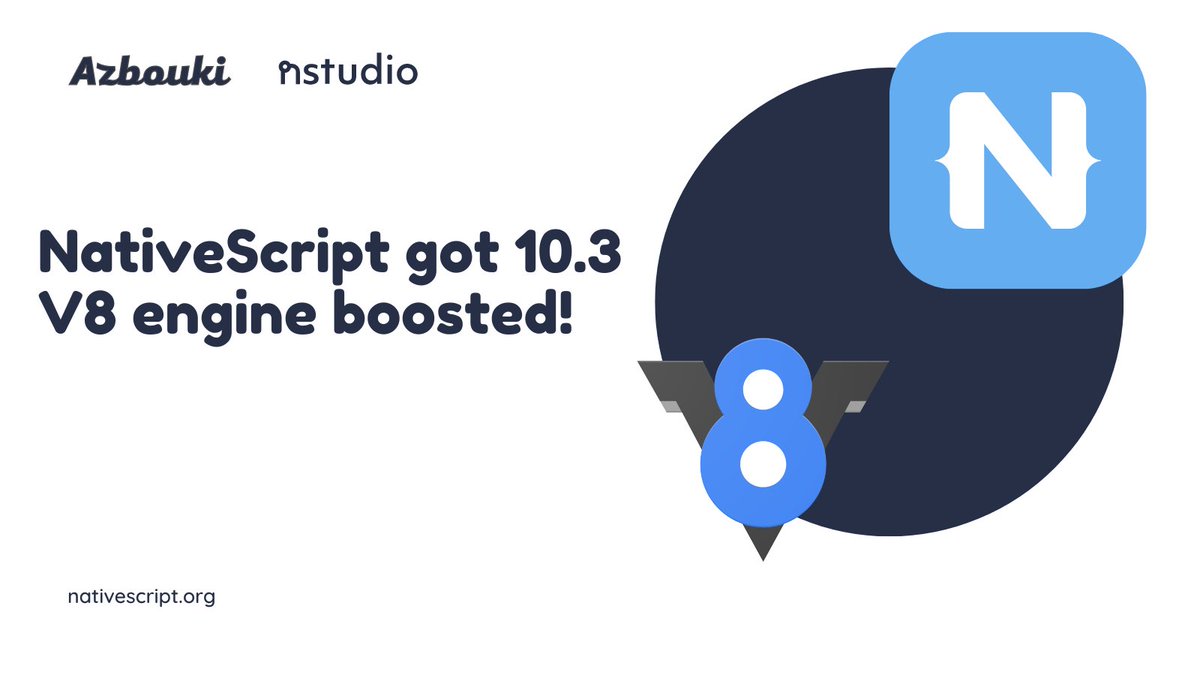 For the past couple of months, we have been working together with <a href="/teamnstudio/">nstudio</a> on updating NativeScript’s iOS and Android engines to V8 10.3. We have now released @nativescript/android@8.4.0-dev.2 and @nativescript/ios@8.4.0-dev.1 on npm. Feel free to try them out!
#nativescript