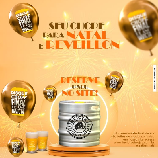 invictacerveja's tweet photo. Estamos realizando as reservas dos barris de #Chope p/ #Natal e #Reveillon. Não deixe p/ última hora e garanta Já seu chope Invicta p/ as festas.
A reserva é feita exclusivamente em nosso site na seção Reserva de Chope, link na bio.
Mais informações pelo WhatsApp 16 – 99211.8979 https://t.co/FFXf2tIDD2