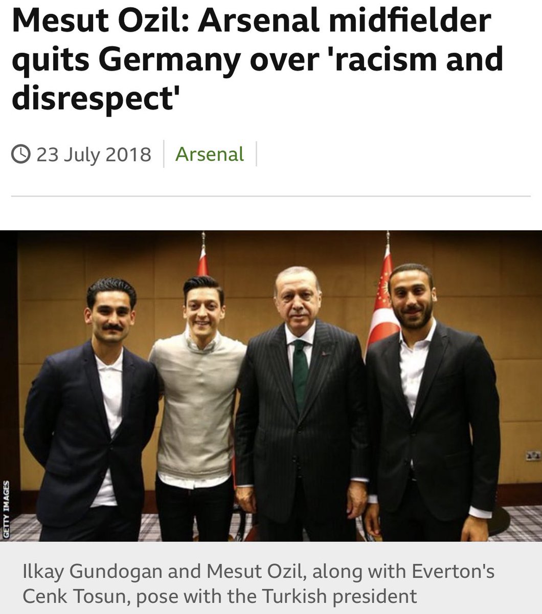 YusufChambers's tweet photo. It goes both ways! 4 years ago Former Germany player Mesut Ozil received death threats for appearing with Turkish president Erdogan and speaking the truth.  He cited racism and disrespect as his reason for leaving international football.  #QatarWorldCup2022 #GermanyvJapan https://t.co/JUnxRuDiDc