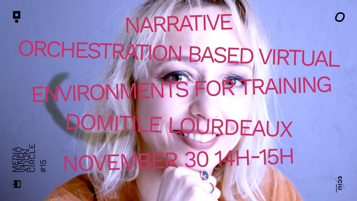 DigiMedia Research Centre (@digimediacentre) on Twitter photo SAVE TEH DATE: November 30 <a href="/2pm/">Two O'clock</a>-3pm (PT)
Media Innovation Circle #15
Narrative orchestration based virtual environments for training
Speaker: Domitile Lourdeaux, Alliance Sorbonne Université, Université de technologie de Compiègne – France
More Details: digimedia.web.ua.pt/media-innovati… SAVE TEH DATE: November 30 <a href="/2pm/">Two O'clock</a>-3pm (PT)
Media Innovation Circle #15
Narrative orchestration based virtual environments for training
Speaker: Domitile Lourdeaux, Alliance Sorbonne Université, Université de technologie de Compiègne – France
More Details: digimedia.web.ua.pt/media-innovati…