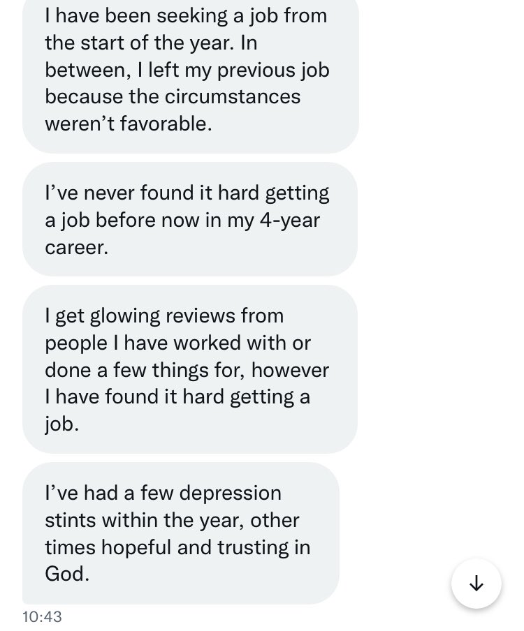 Row_Haastrup's tweet photo. PRAISE GOD!

She has been frustrated from job search &amp; reached out in faith that she will get her desired job.

I declared via text in DM, she held on to the word &amp; in 10 days time, a job bigger than anticipated came knocking.

God did it such that she now has 2 jobs 🤣 https://t.co/Crv96g5hgM