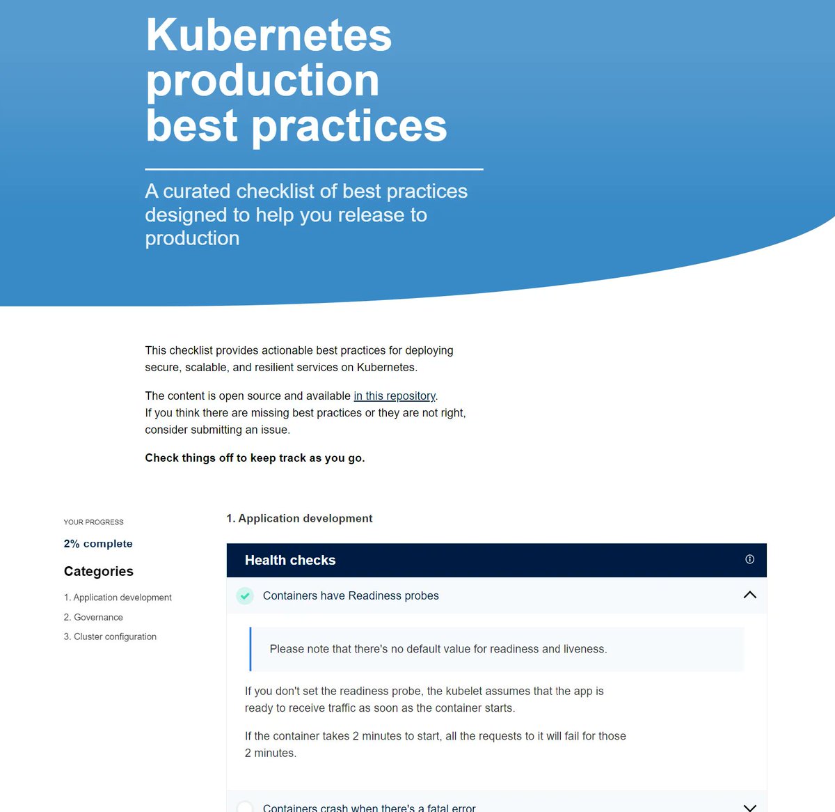 Highly valuable one!
[Guide] Kubernetes production best-practices
Repo: buff.ly/3TBIscx
LandingPage: buff.ly/3tgSIfo 

#Kubernetes #Architecture #CloudNative #BestPractice