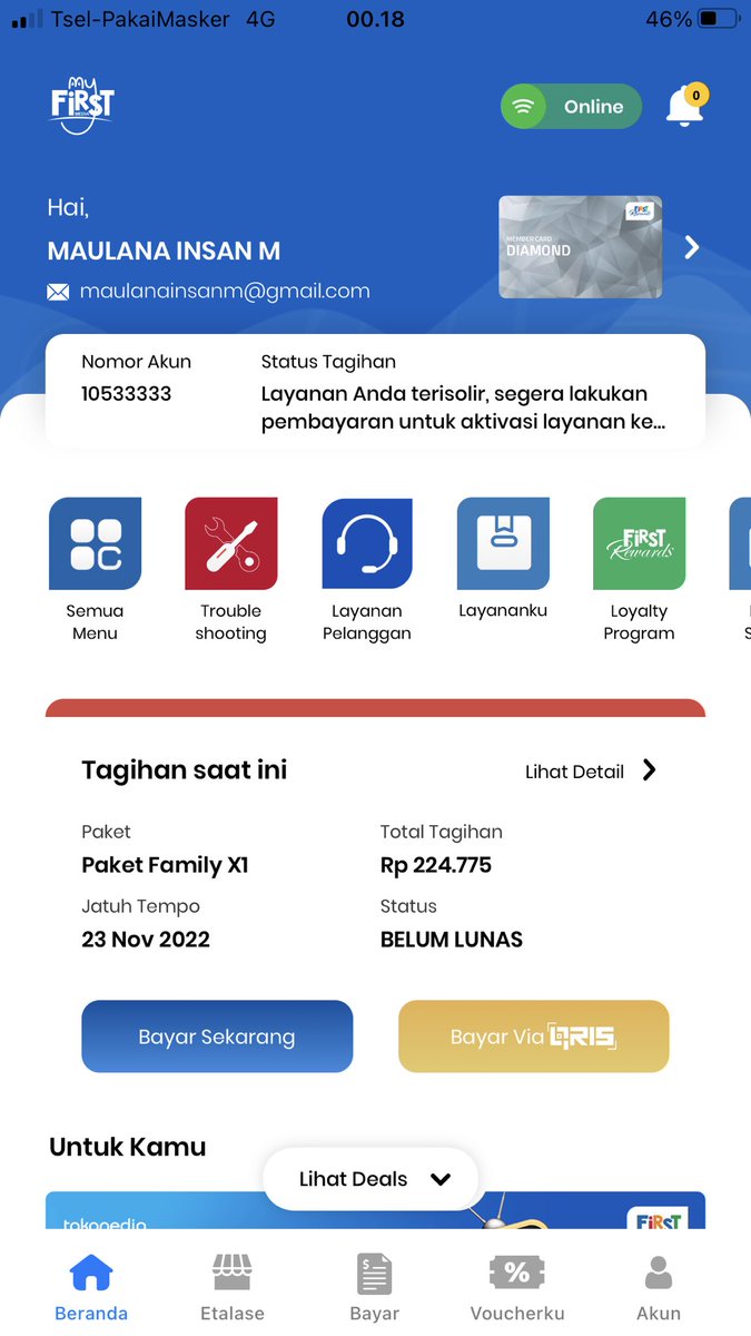 Alanhaha5's tweet photo. @FirstMediaCares tolong dicek ini sudah bayar tapi keblokir https://t.co/SmONRidLTS