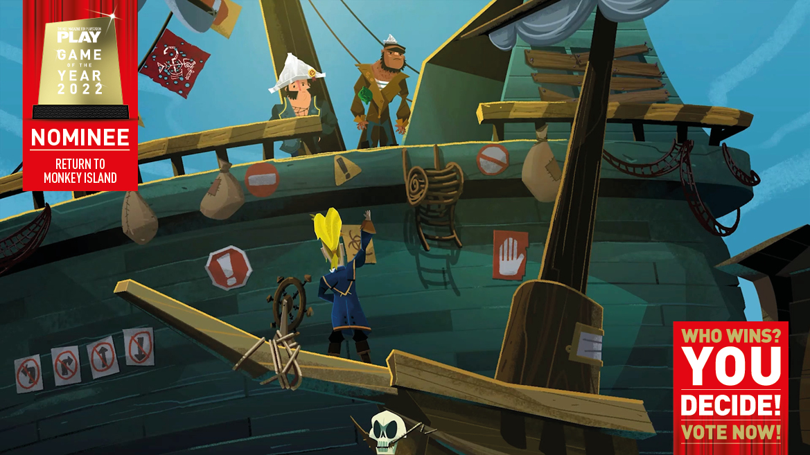 Return To Monkey Island is nominated for PLAY Game Of The Year 2022! Did it hoist your sails this year? Cast your votes to help pick the top ten winners here: forms.gle/Y2JmBb63Nm4ARf… @grumpygamer